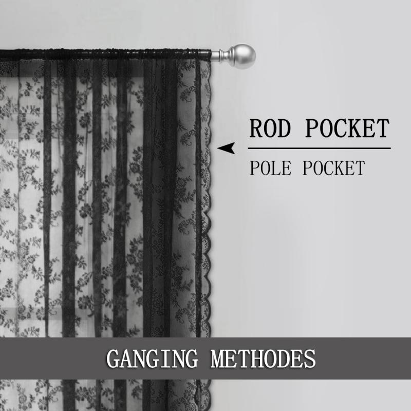Warp Knit Lace Trimmed Rod Pocket Sheer Curtains Outdoor Ready To Hang Scalloped Valance Romantic Home Decor