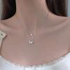 Simple Butterfly Double Layer Choker Necklace For Women Shiny  Butterfly Pendants Clavicle Chain Elegant Wedding Jewelry
