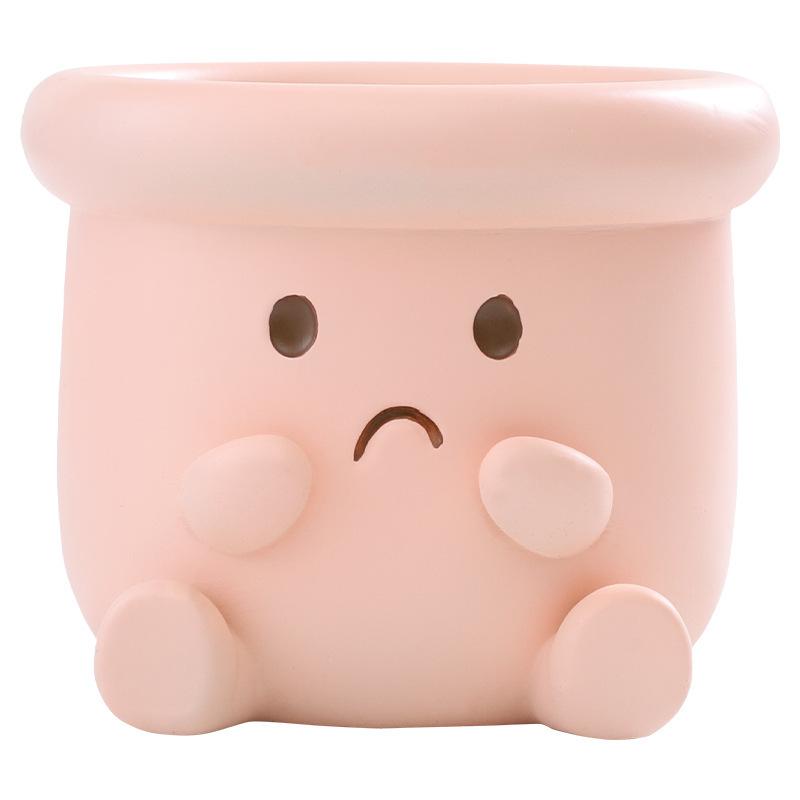 Succulent Flower Pot  Smiling Face Green Plant Pot Creative Expression Flower Pot Home Courtyard Landscape Flower Pot Ornament