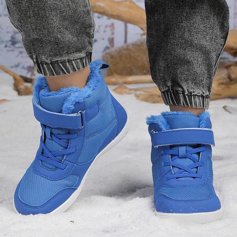 Children's Winter Snow Boots for Boys and Girls, Wide Toe Barefoot Snow Boots, Children's High-top Cotton Shoes, Sneakers