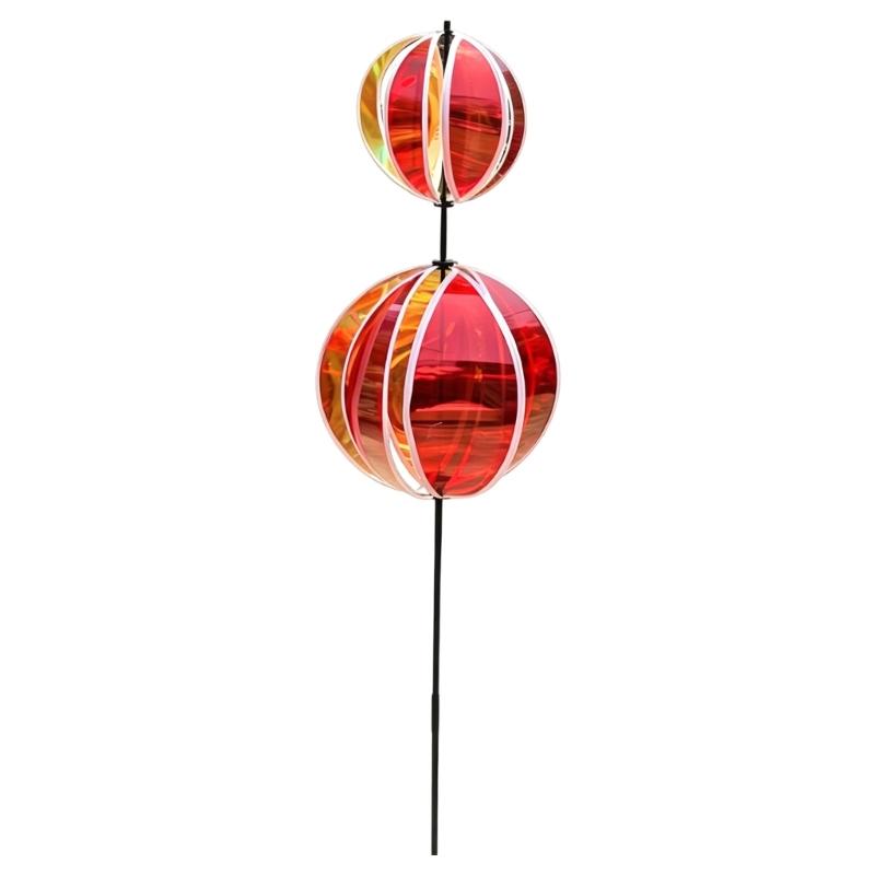 Rainbows Rotating Windmill Decorative Stake Reflective Outdoor Gazing Ball Wind Spinner For Garden Yard Patios Outdoor Use