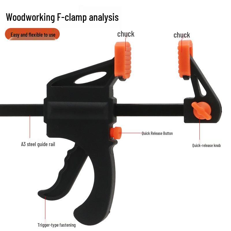 4" Adjustable Compression Woodworking F Clamp - Strong Wood Board Fixing Tool