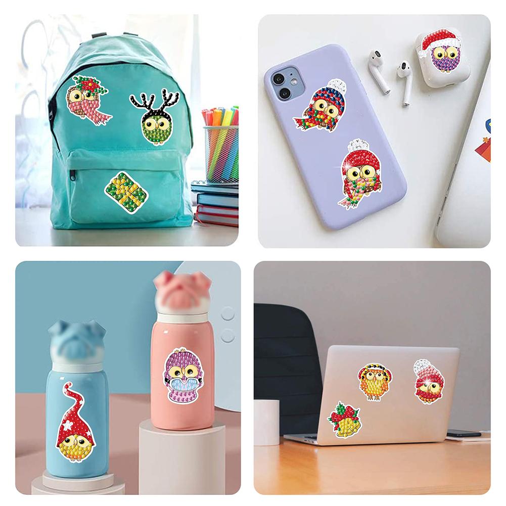 6/2pcs Gem Mosaic Stickers Diamond Painting Paint by Numbers Set Christmas Cartoon Santa Claus Diamond Stickers for Kids Gift