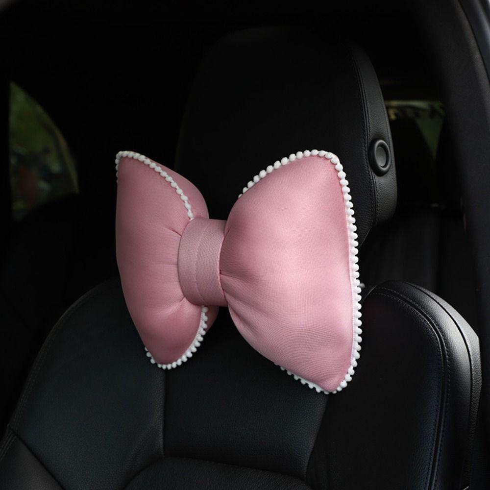 Bow Car Headrest Neck Pillow Universal Summer Fashion Car Headrest  for Women Girls
