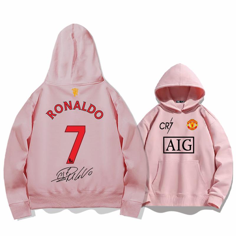Football Cristiano Ronaldo No. 7 Hooded Sweatshirt, Autumn Youth Trendy Loose Football Training Hoodie Jacket