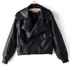 New Autumn Women Faux Leather Jacket Pu Motorcycle Biker Red Coat Turndown Collar Loose Streetwear Black Punk Outerwear Women Faux Leather Jacket