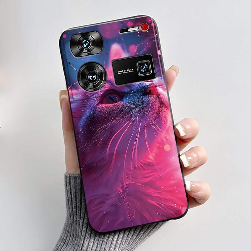 Cute Case For ZTE Nubia Z60 Ultra 5G Capa Fundas Printing Shells Protective Back Cover Soft Silicone Cartoon Black Casing Coque