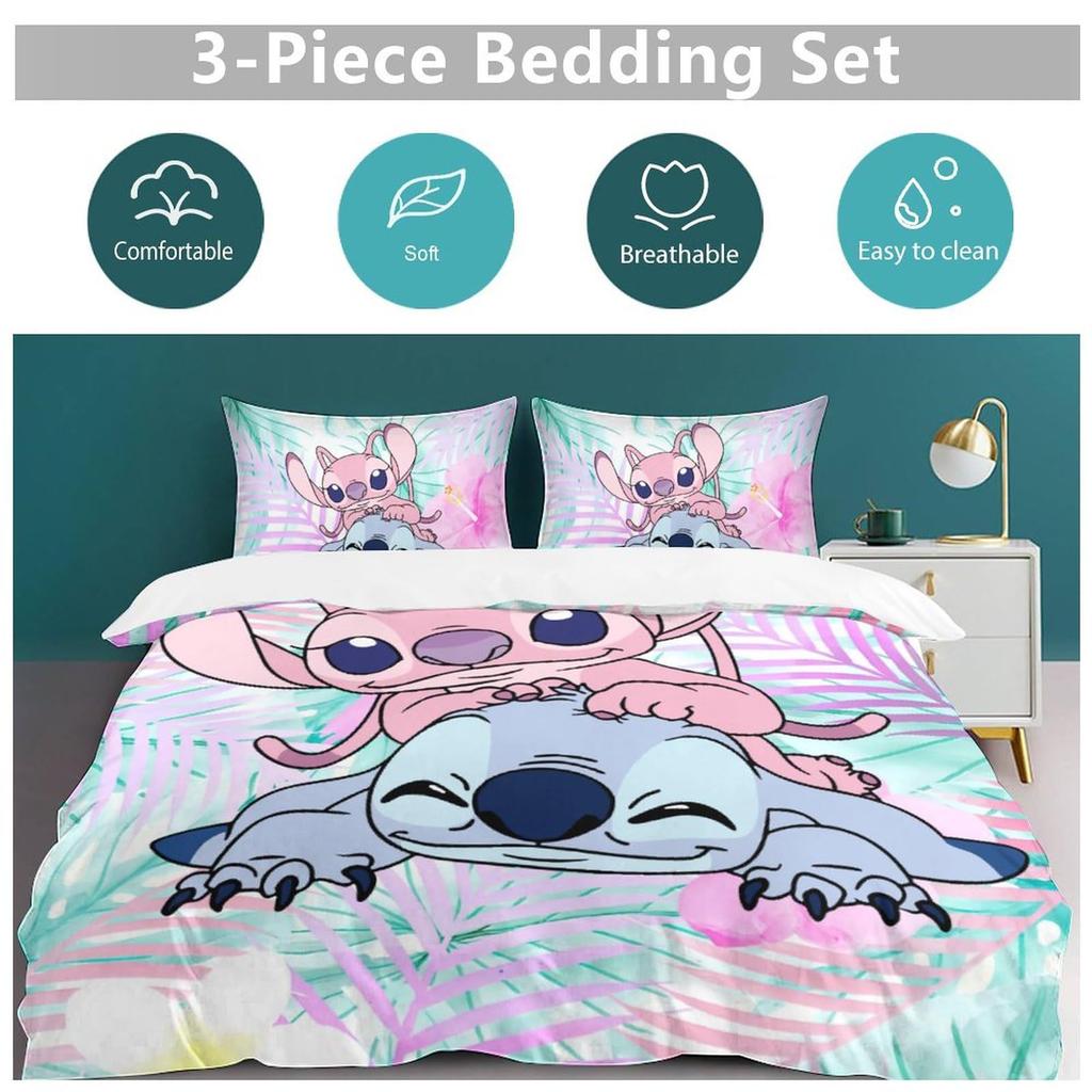 Cute Cartoon Character Three-piece Quilt Cover Digital Printing Bedding Set Bed Cover