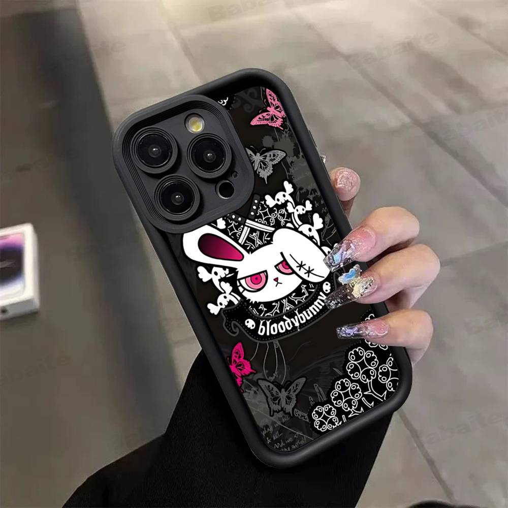 Anime B-Bloody Bunny Silicone Soft Phone Case For IPhone 17 16 14 13 12 11 15 Pro Max Plus Air Cover