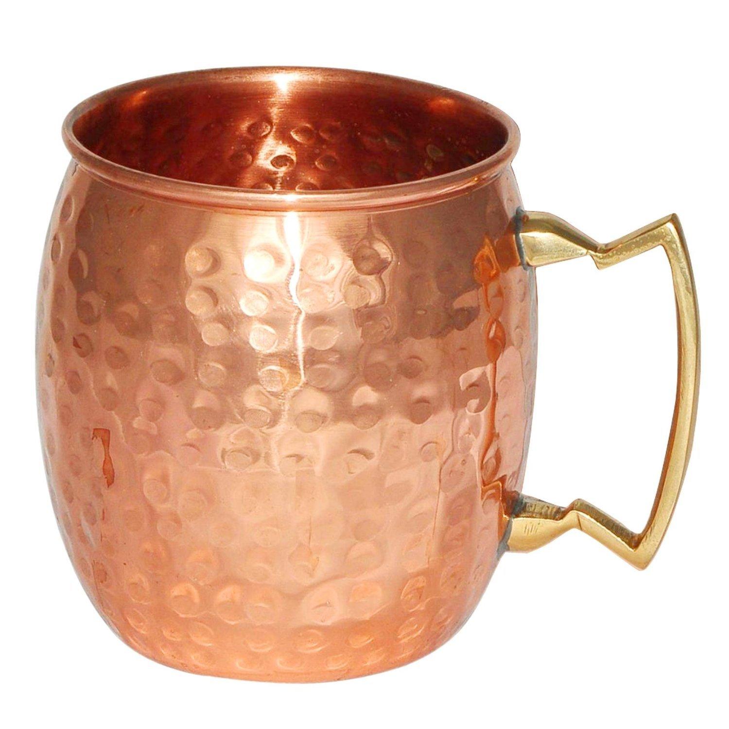 

Rastogi Handicrafts Hammered Copper Moscow Mule Mug, 100% Pure Copper with Brass Handle, Hammered Moscow Mule Mug/Cup (1)