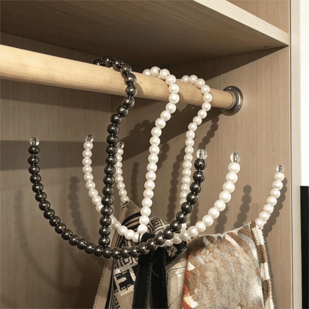Elegant ABS Pearl Beaded Hanger Beaded Imitation Pearl Coat Hanger Non-slip Tie Rack Wardrobe Organizer