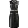 French Chic Striped Print Short Sleeve Round Neck Buttoned Sleeveless Dress Women Dresses Multicolor 236L1325