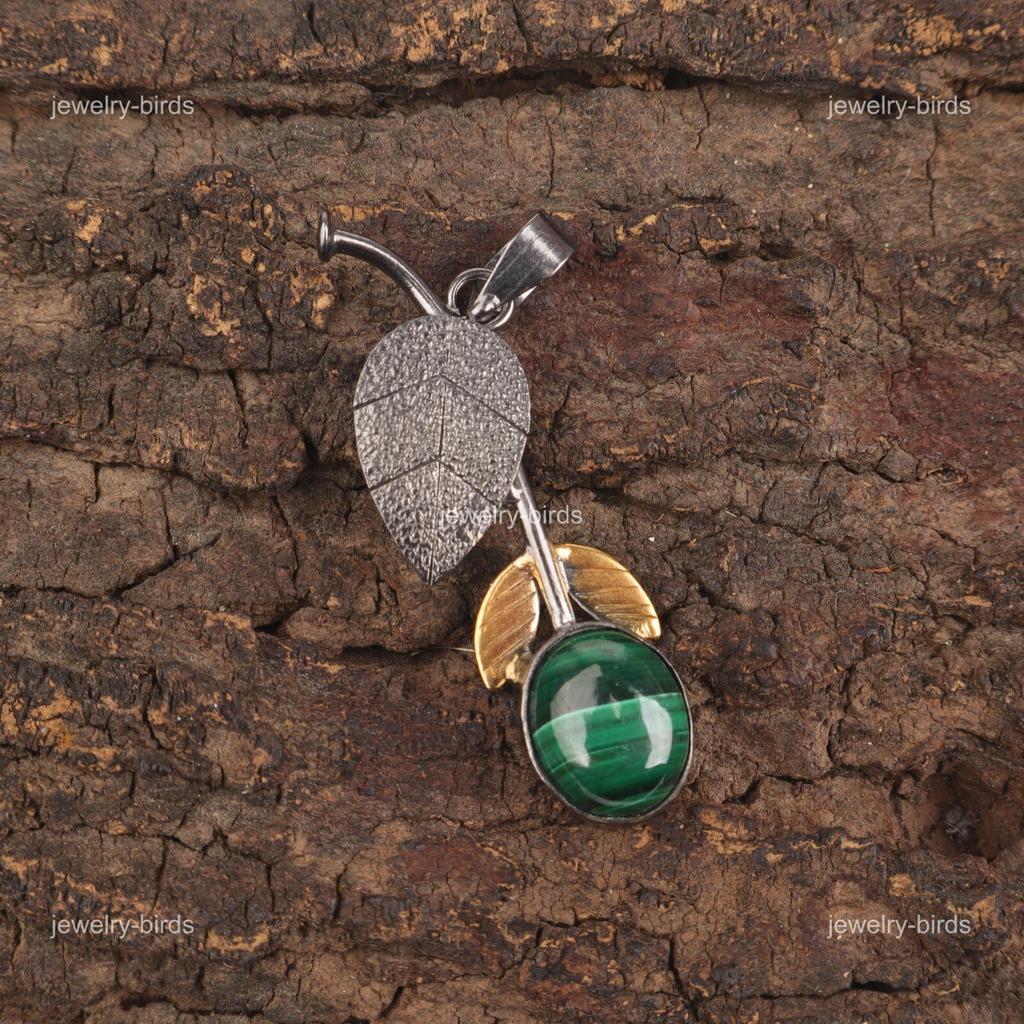 Malachite Stone 925 Sterling Silver Mother Gift Anniversary Heart Chakra Pendant PP-55-34