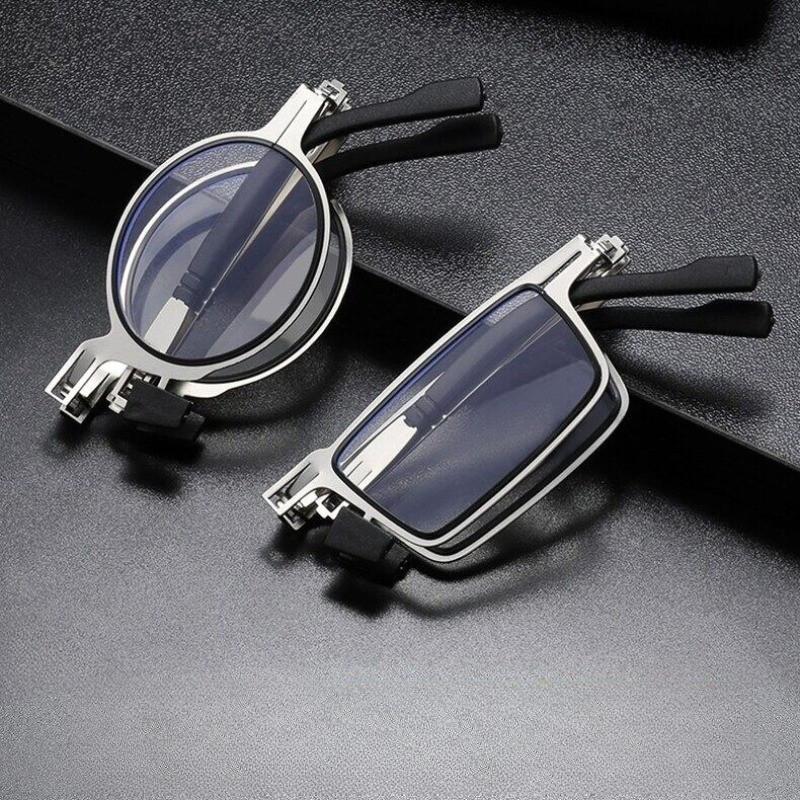 10PCS Business Men Reading Glasses Foldable Metal Frame Anti-Blu-ray Graded Glasses for Farsighted For Men Women