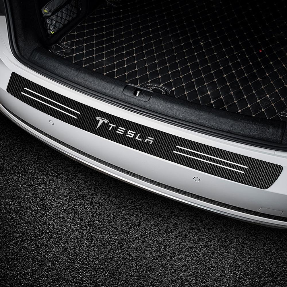 Car Rear Bumper Trunk Carbon Fiber Protective Sticker Anti-scratch Protective Valve Cap For Tesla Model X 3 Y S Roadster SpaceX