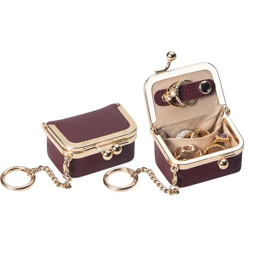 Royal Bagger Genuine Leather Mini Jewelry Box Women's Coin Purse Solid Color Kiss Lock Change Pouch Casual Style Small Storage Bag for Women 1894