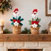 Desktop Ornament for Shelf Crochet Potted Santa Plant Handmade Christmas Ornament Decorative Desk Accessories Flower Plant Home Office Bookshelf
