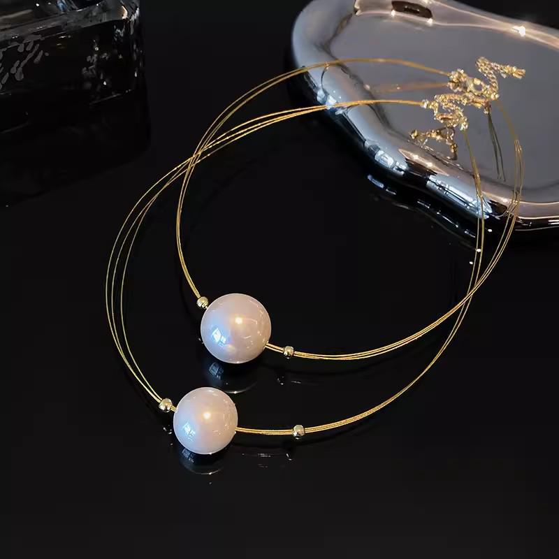 Korean French Retro Pearl Necklace: 2024 Trendy High-End Women's Choker