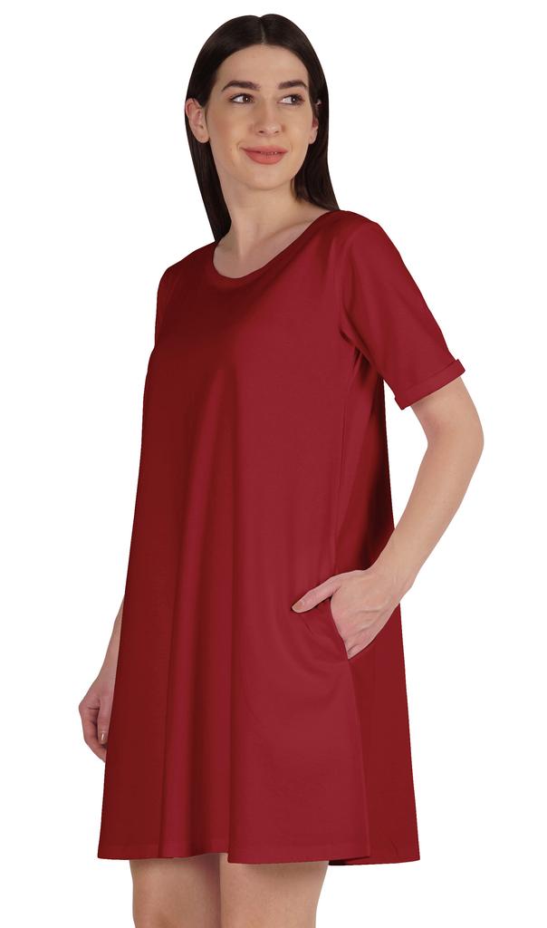 Inkmeso Vestido swing com bolsos verão algodão túnica camiseta vestido para mulheres