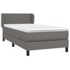 Box Spring Bed with Mattress Gray 100 X 200 Cm Artificial Leather