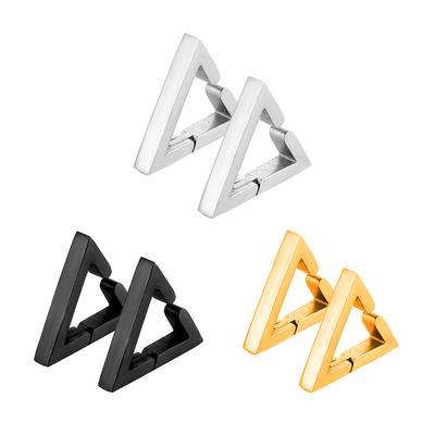 2 Stück Punk Edelstahl Nicht-Piercing Dreieck Ohrringe Ohrklemme Falsche Dreieck Ohrreifen Männer und Frauen Hip Hop Ohr Accessoires