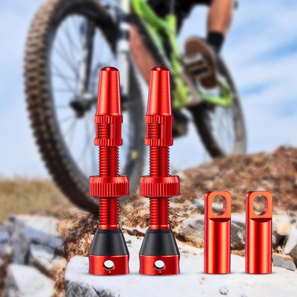 2/1Pair 40mm/44mm Aluminum Bicycle Rims Valve Core Remover Tool Bicycle Valve CNC Road Bike Tubeless Tire Valve with Caps