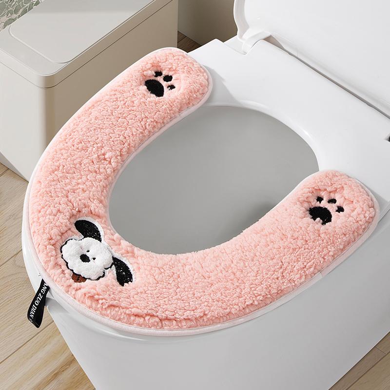 

Winter Warm Toilet Mat Creative Cartoon Patterns Toilet seat Cushion Soft Soft Toilet Seat Mat General U-shaped Toilet Mats розовый