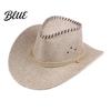 Sun Proof Linen Cap Western Cowboy Hat with Windbreak Rope for Men Wide Brim Fashionable Outdoor Travel Halloween Cosplay Costume Breathable Fedora