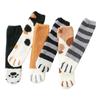 Women's Mid-Calf Coral Fleece Socks: Half-Sided Fleece, Cat Paw Design, Cute & Cozy for Autumn/Winter