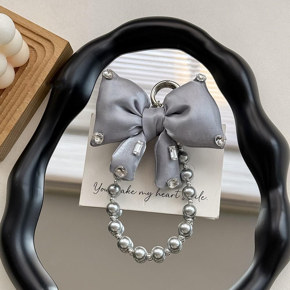 Pearl String Bow Mobile Phone Chain New Bag Pendant Keychain Wrist Lanyard Short