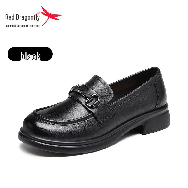 Red Dragonfly Women s Summer Slip-On Leather Loafers 2025 - Casual, Flat, British Style 36