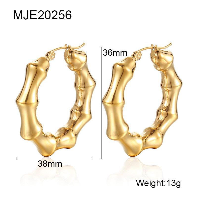 

Ретро Упругие Бамбуковые Соединительные Серьги-Кольца: Крупные, Преувеличенные Подвески из Нержавеющей Стали для Женщин. 18K золотой