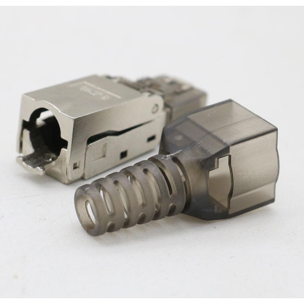 RJ45 CAT 6A Cat 7 CAT 8 Connector Tool-Free Toolless RJ45 Termination Plug Reusable Shielded for Ethernet Cables 10Gbps PoE 2PCS