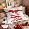3pcs Merry Christmas Red Bow Printed Chipless Bedding Set Multi Size Bedroom Bedding Holiday Decoration Machine Washable