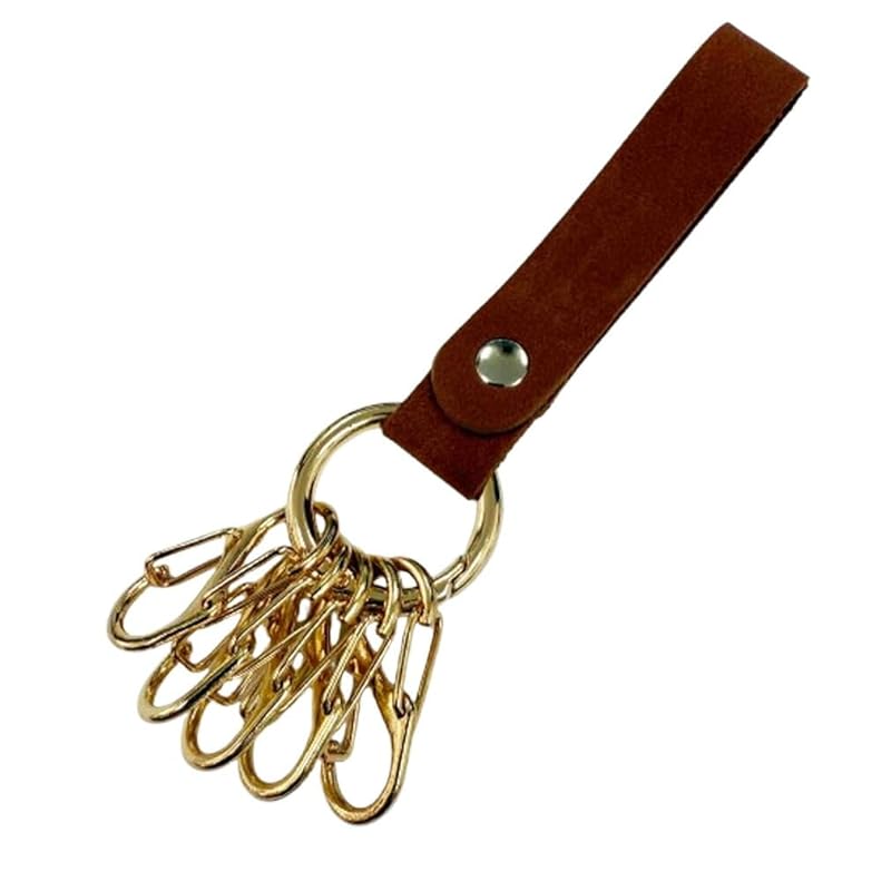 

[arcade] key ring carabiner Fashionable men s ladies key case key ring silver gold black Gunmetal Gold x Brown (D type)