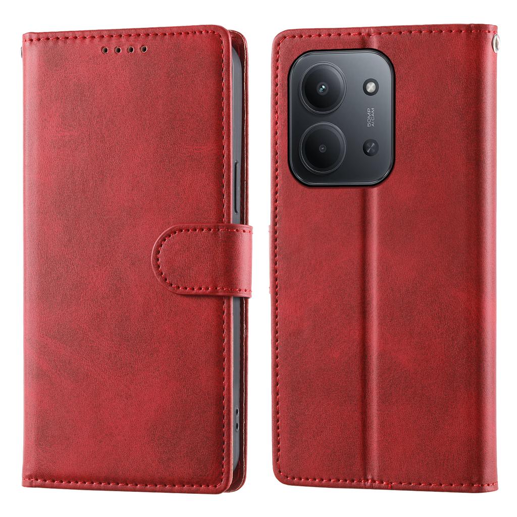 Dla Xiaomi Redmi 15C 4G (Światowy) (171mm)/Poco C85 4G (171mm) Etui Stand Portfel Skóra PU z Teksturą Cielęcą Pokrowiec Flip do Telefonu z Paskiem na Nadgarstek