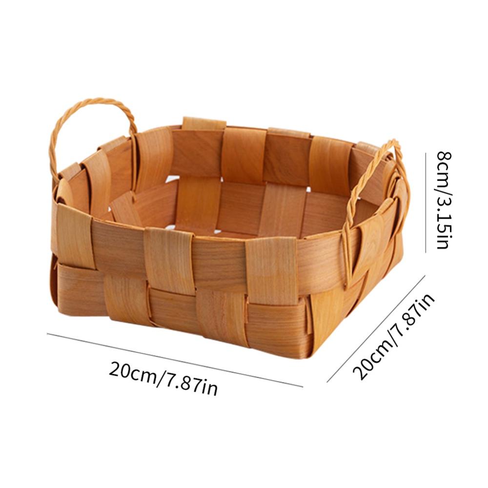 Wood Chip Hand Woven Basket Bread Basket Fruit Vegetables Egg Storage Baskets Flowers Basket Picnic Container Kitchen Storage
