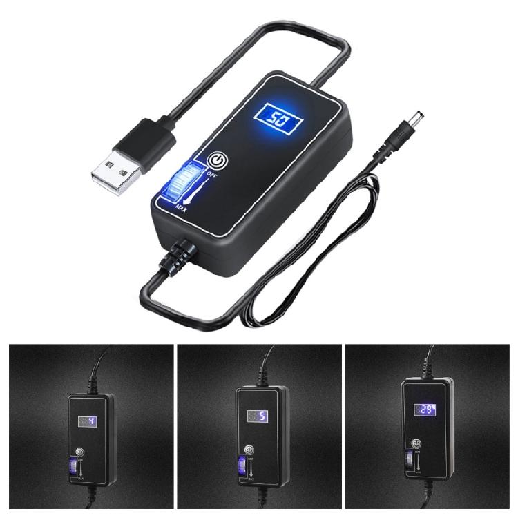 Variable Speed Controller With Temperature Display 5.5x2.1mm Male to USB Male Motor Controller for Cooling Fan