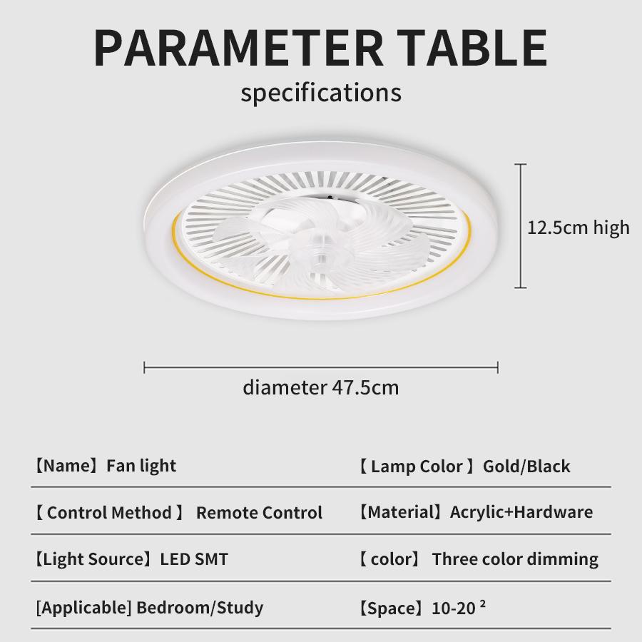 LED Minimalist Modern Ceiling Fan with Light Remote Control Bedroom Decoration Ventilation Light Energy-saving and Silent