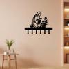 Wall Mount Key Holder Black Religious Metal Art Hook for Keys Coat Bag Entryway Decor