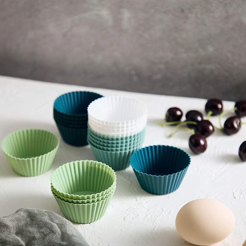 48Pcs DIY Silicone Cupcake Baking Cups Round Shape Muffin Cupcake Mold Food Baking Mold  Baking Tool