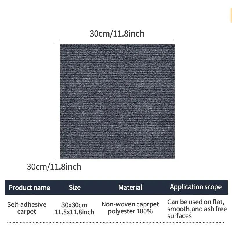 Self Adhesive Floor Carpet Stickers Square Rugs Peel and Stick Mat DIY Flooring for Kitchen Dining Room Bedroom Home Decor 30cm