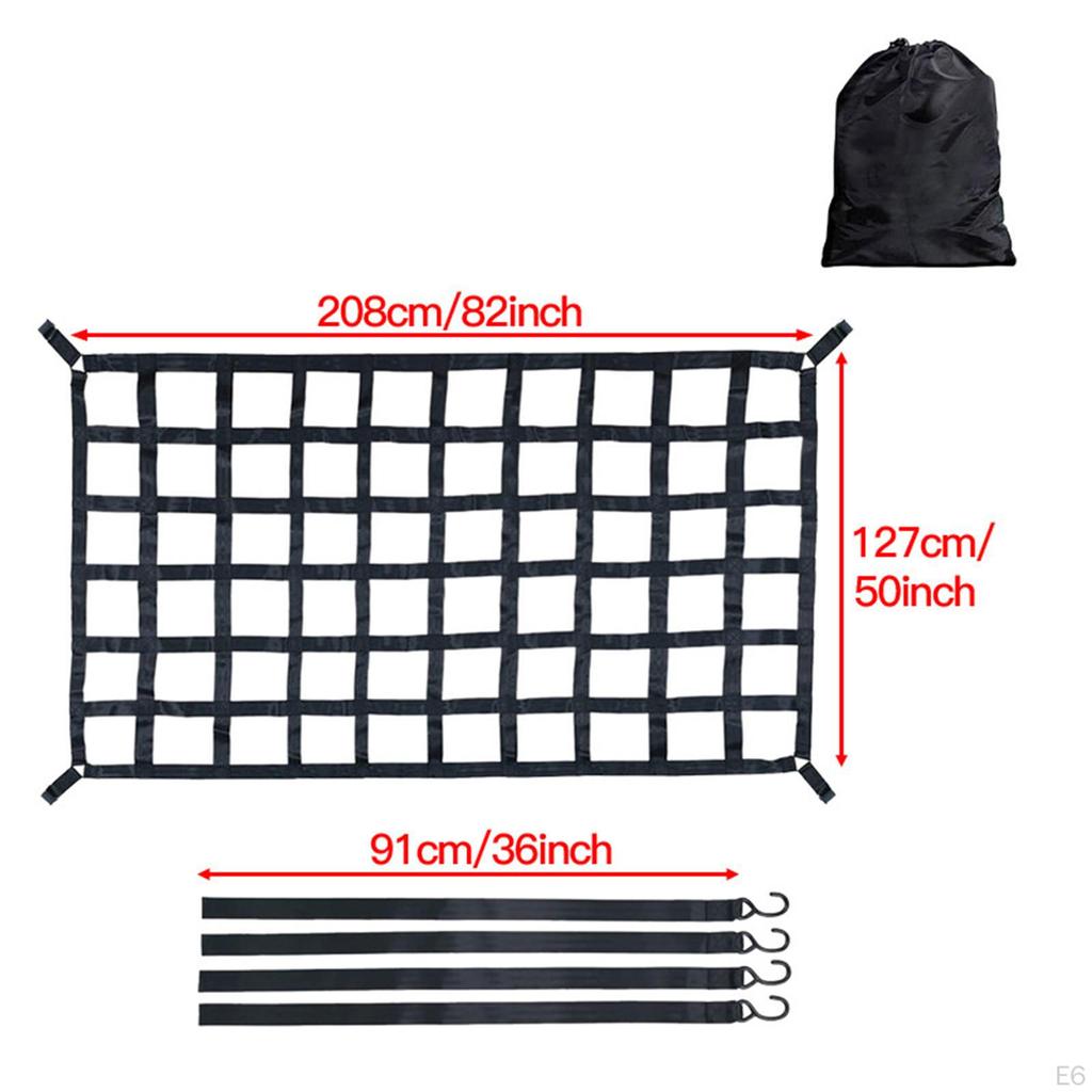 Cargo Net for Pickup Truck Bed Mesh Organizer 4 Hook Ropes Compatible Buckles Black