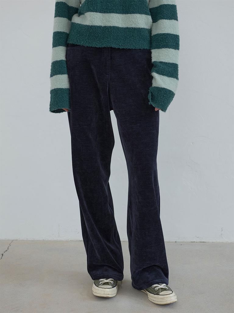 ENZO BLUES Velvet Twill Straight Pants (Navy)