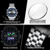 POEDAGAR Electronic Fashion Man Wristwatch Week Date LED Luminous Men Watch Dual Time Display Digital Quartz Watches