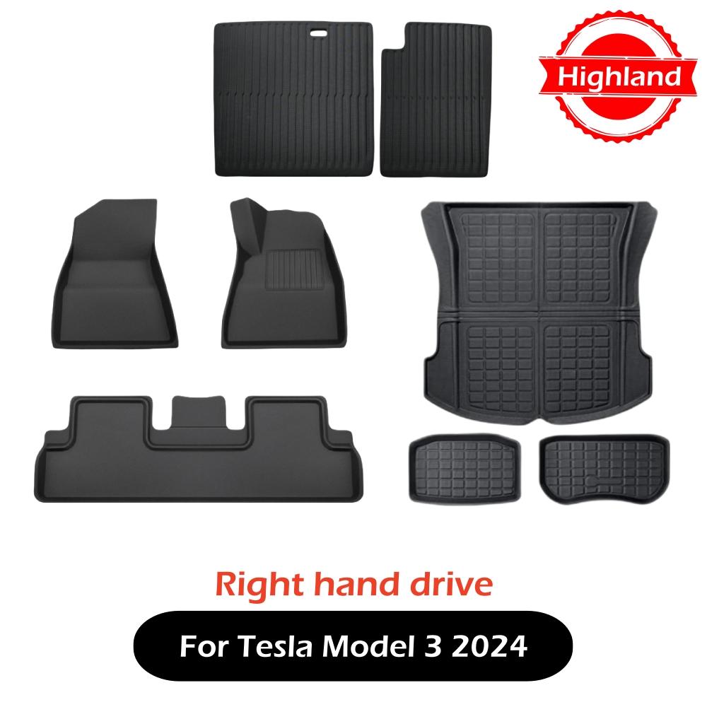 3D Floor Mats For Tesla Model 3 Highland Model Y 2017 to 2025 All Weather Floor Carpets Trunk Mats Waterproof Cargo Liner
