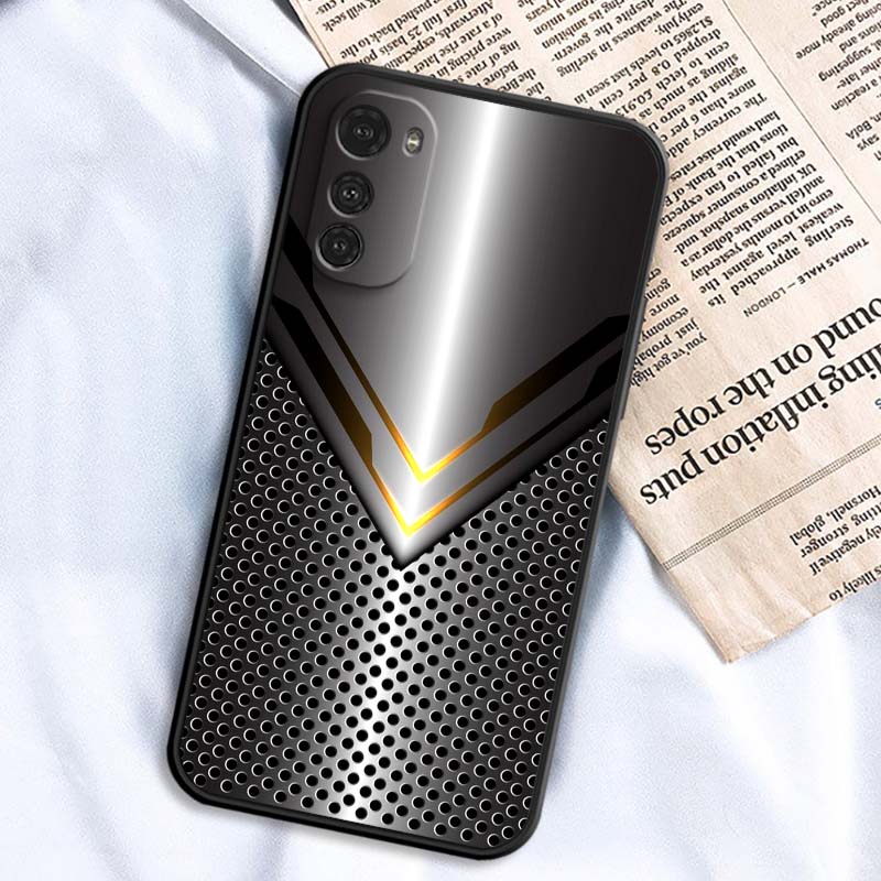 Artistic Metal Style Pattern For Motorola G85 Edge 50 G24 G35 G14 G04 40 G72 G34 G G54 G13 G32 5G Black Phone Case
