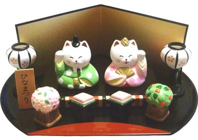 Hinamatsuri Niedliche Katze Hina-Puppen [Katzen-Set] [Handbemalte Keramik]
