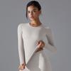 New Double-sided Brushed Solid Color Long Yoga Suit With Long Sleeves, High Elasticity And Breathability For Sports Running