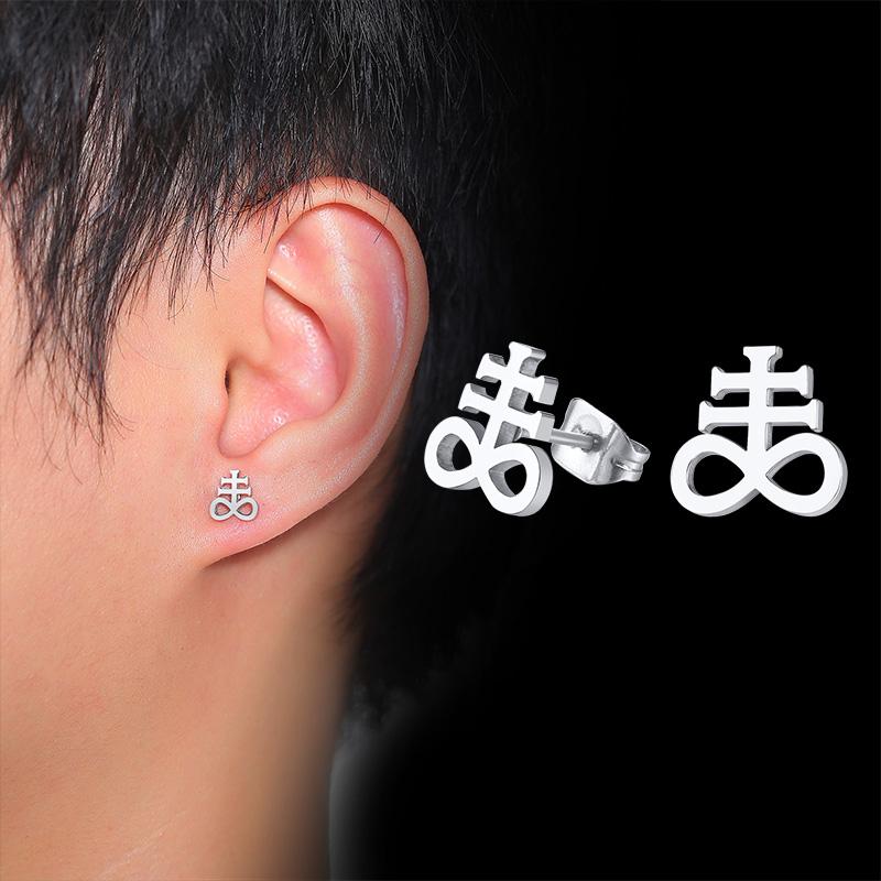 

Vnox Men Lucifer and Satan Stud Earrings for Women Black and Color Stainless Steel Unisex Jewelry brincos masculinos